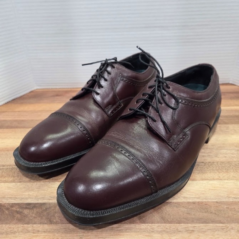 Florsheim Comfortech Dress Shoes Men's 10 Burgundy Leather Cap Toe‎ Oxford 21001